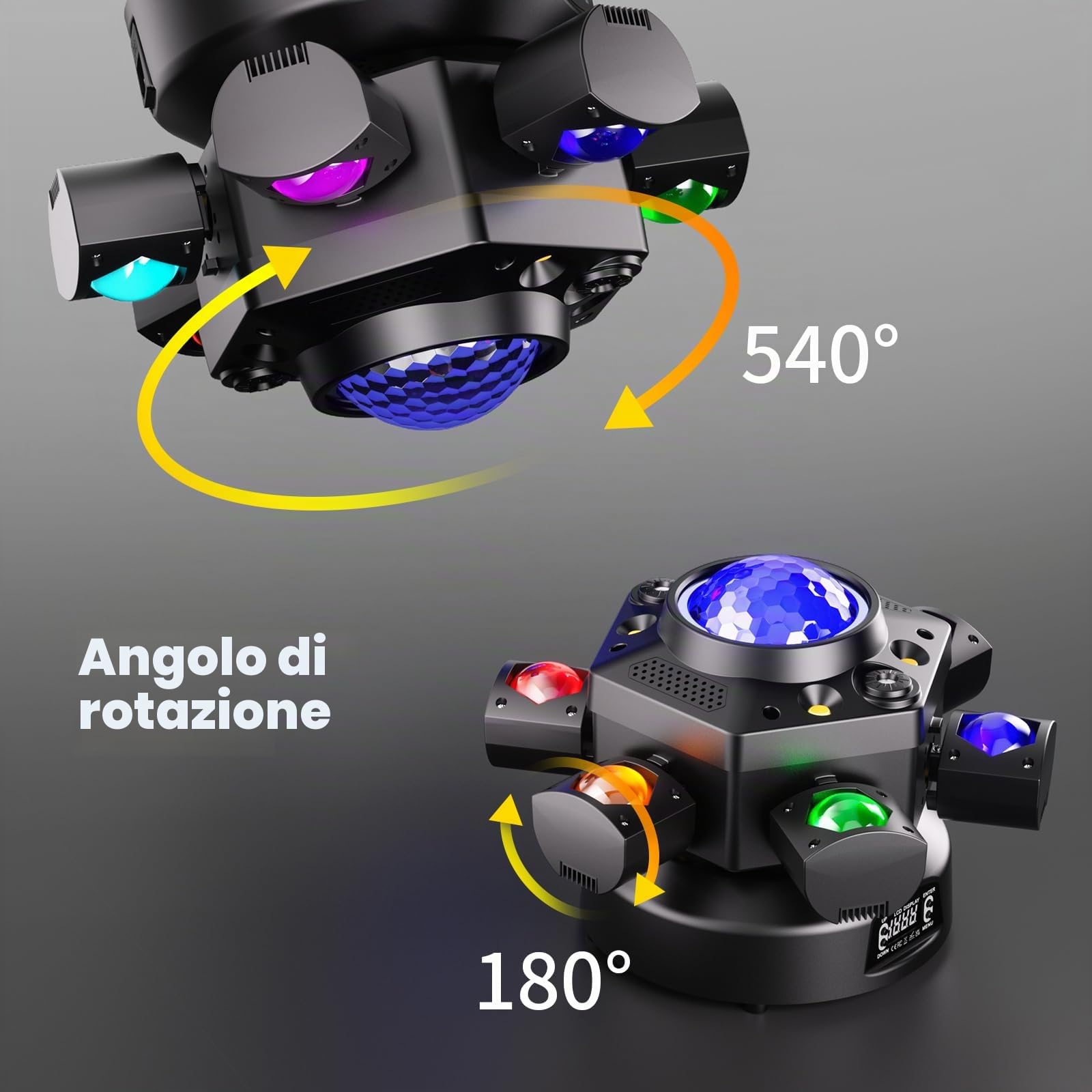 2PCS Teste Mobili da Palco RGBW Beam da 150W, 6 LED Rotante a 180° Effetto Stroboscopico Cielo Stellato Telecomando d-mx512 per Matrimoni Club Teatri Feste e DJ