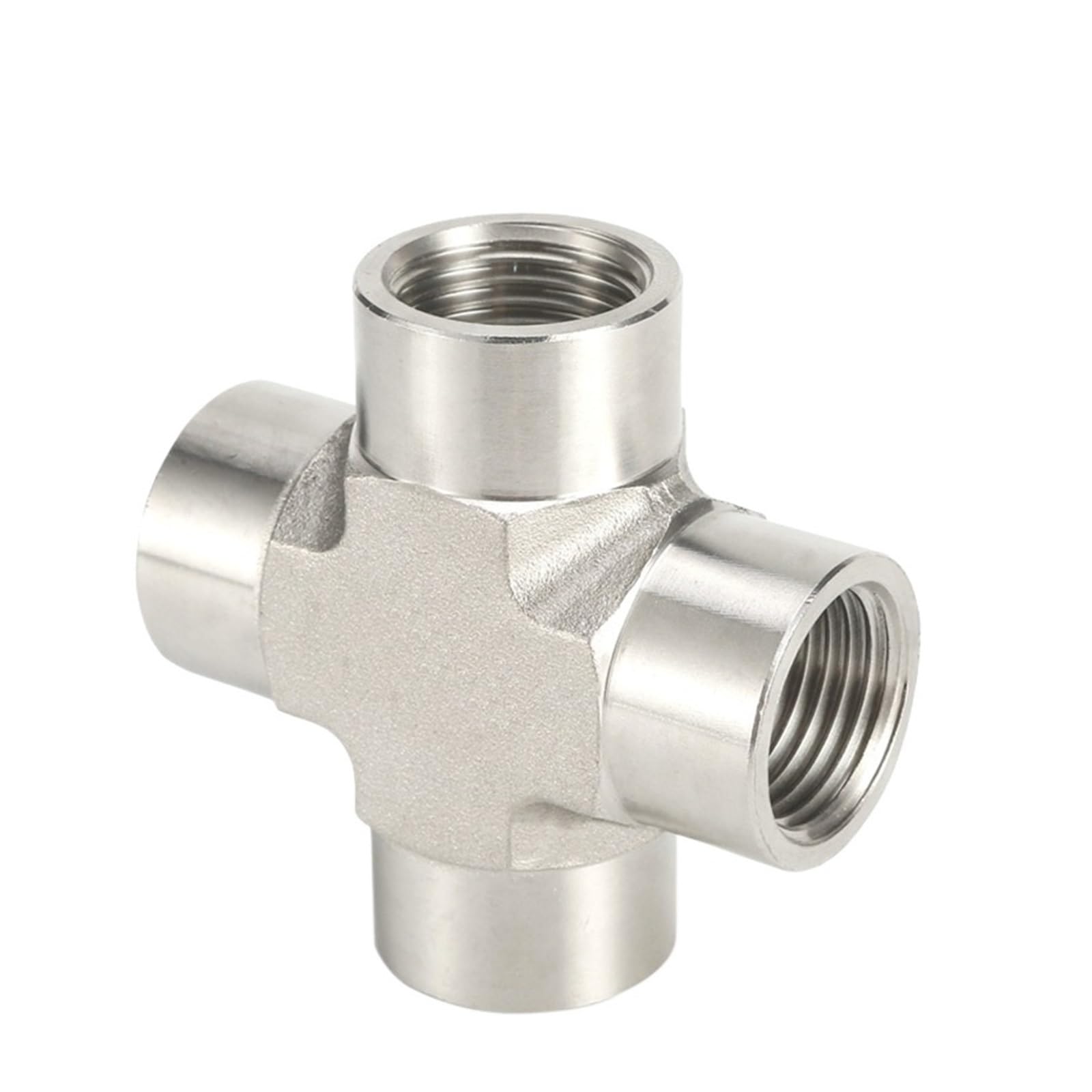 OZDYT 1 PCS SS316 Female CROSS NPT BSP BSPT 4 Way Connector 3000psig 20MPa Pipe Fitting Stainless Steel(Female NPT Cross,1/8")