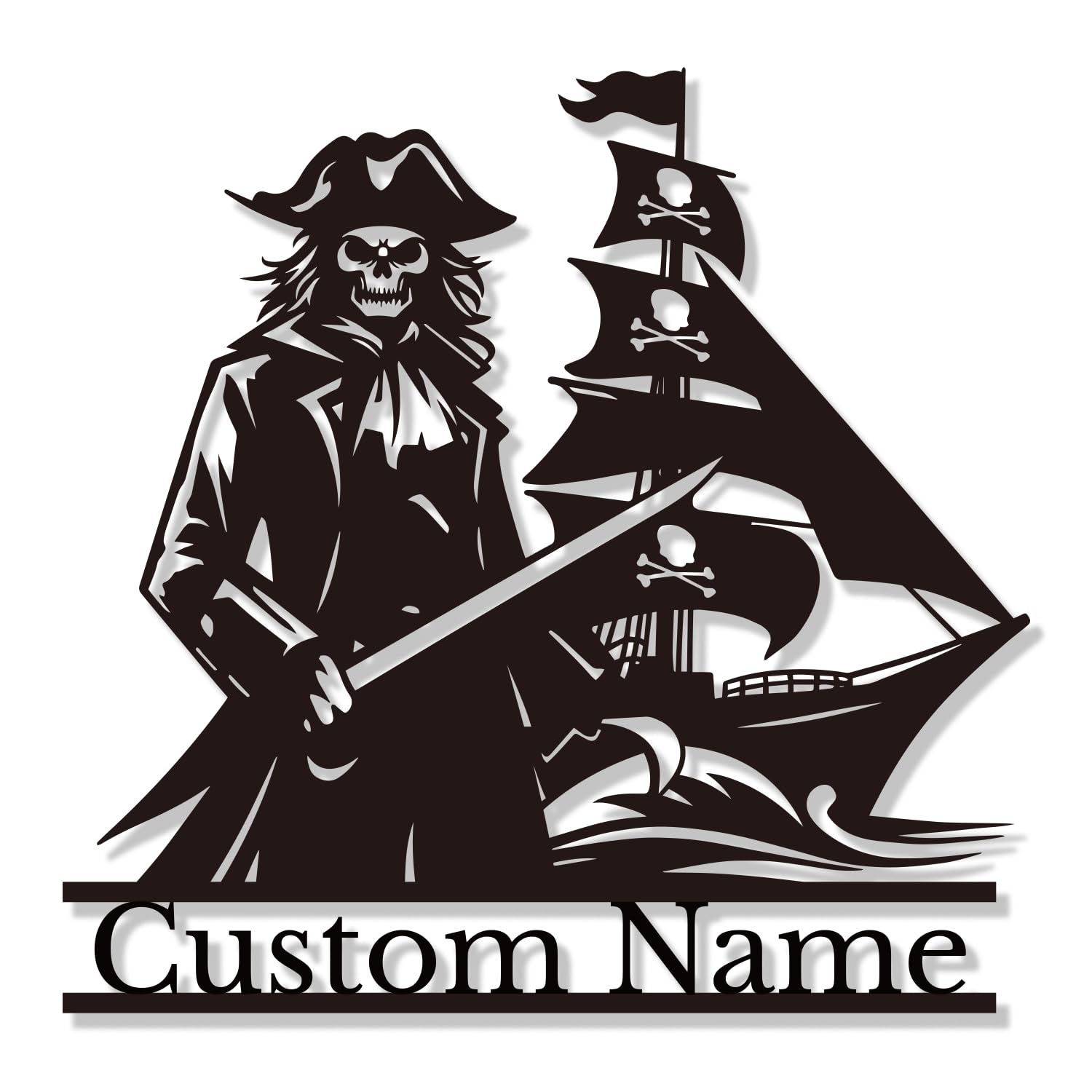 Senyer Custom Metal Pirate Ship Wall Art - Personalized Name Sign, Decor for Room,Personalized name metal decoration (Style-6)
