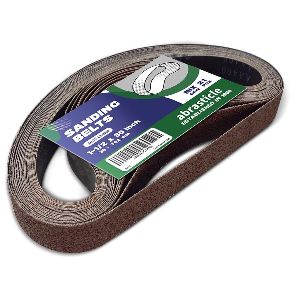21 Pcs 1-1/2 x 30 Inch Assorted Aluminum Oxide Sanding Belt - 40/60/80/120/150/240/400 Grit