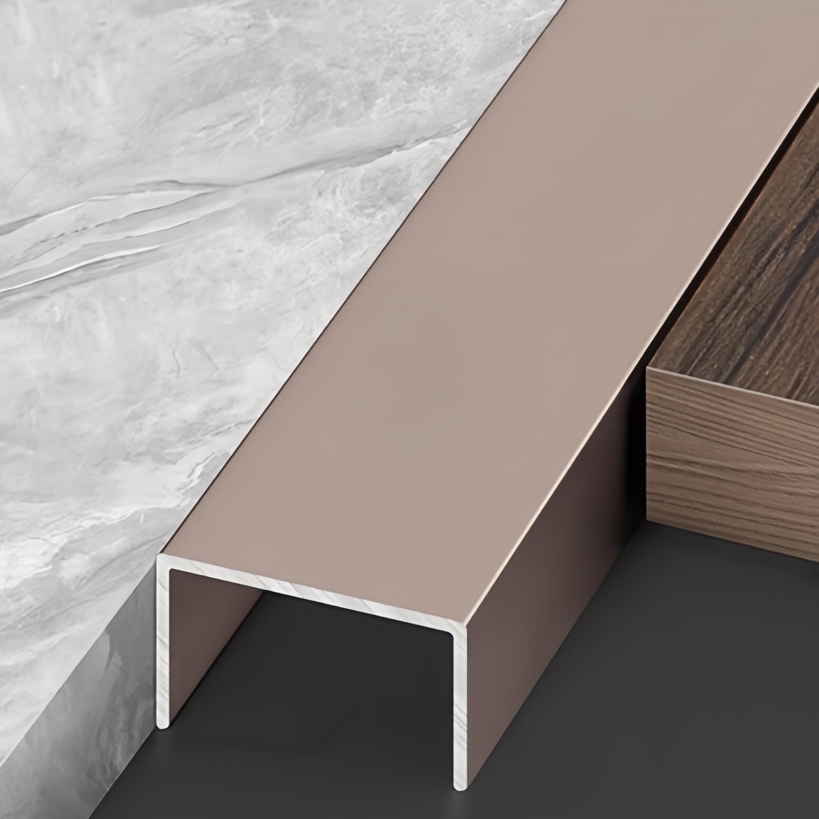 Coayuou Edging Strip 100cm* 3 Pcs U Channel Edge Trim Aluminum Floor Edging Edge Guard Protector For Smooth, Sharp Edges Perfect For Kitchen, Bathroom & Flooring Projects(Rose gold,10mm) โ image 1