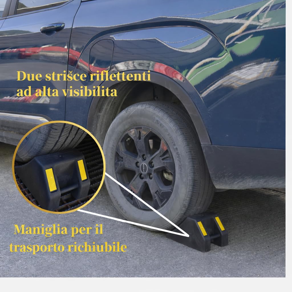Set di 8 cunei in gomma pesanti, cunei freno per auto, rimorchi, roulotte e camper