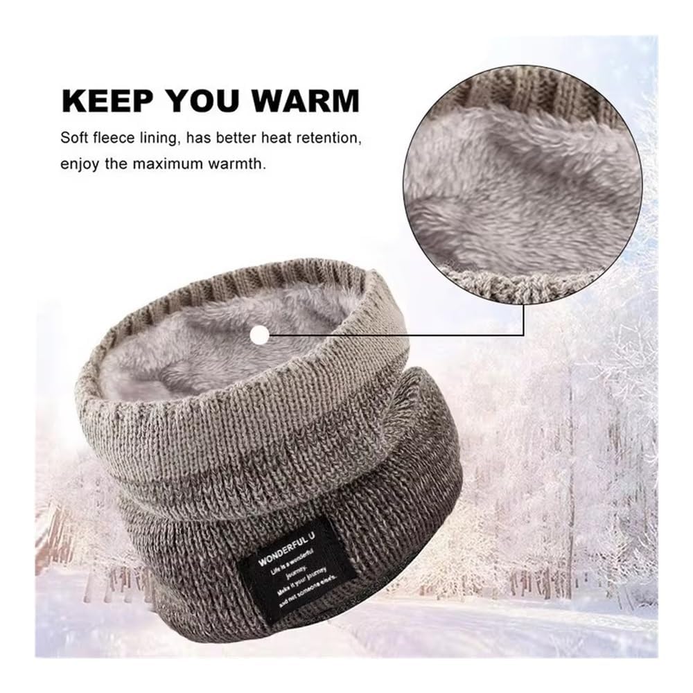 Winterschal für Herren, Fleece-Ring, Bandana, gestrickt, warm, solider Schal, Damen, Halswärmer, dickes Kaschmir, heißes Taschentuch, Skimaske