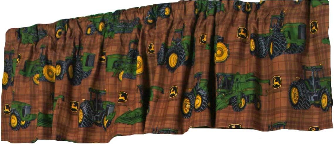 JOHN DEERE Bedding Traditional Tractor and Plaid Valance, 84 by 15-Inch
