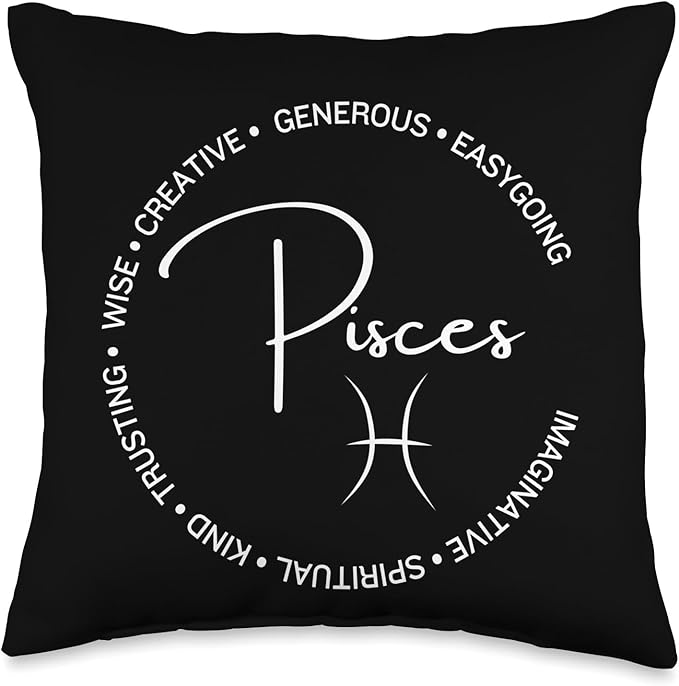Pisces Zodiac Water Sign Astrology Personality Circle Throw Pillow
