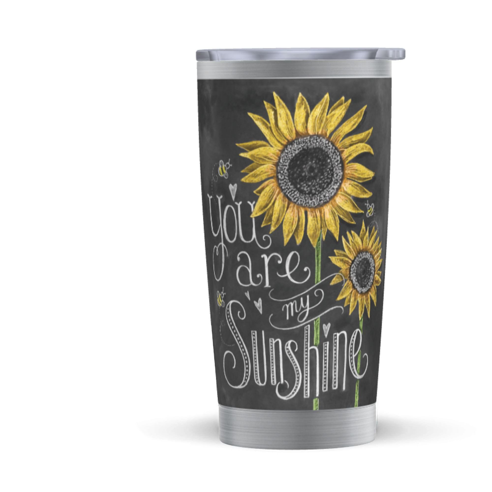 WaldealSunflower Tumbler -You Are My Sunshine-Sunflower Gifts for Women, 20oz Stainless Steel Double Wall Vacuum Sunflowers Cup with Lid