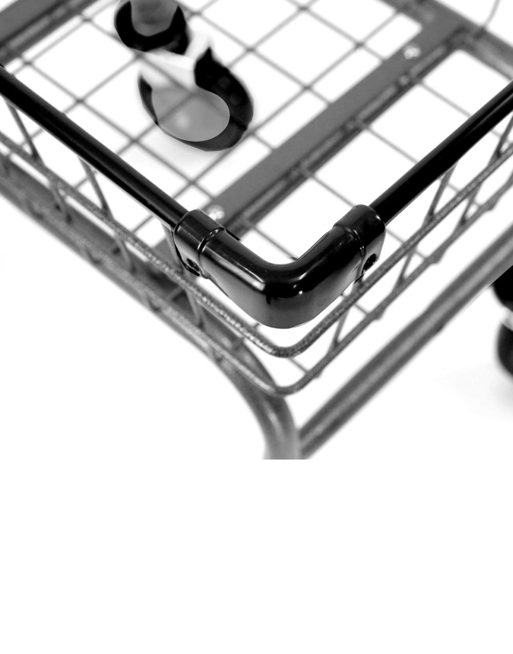 CHAMINUSA Laundry Cart Grey Powder Coated with Double Pole Rack, 1.5-Bu (Red, Black, Blue Trim) (Black)