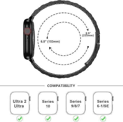 Miniatura 4 de Anlinser Correas de metal compatibles con Apple Watch Band de 1.929 in 1.811 in 1.772 in 1.732 in 1.654 in para mujeres y hombres, correa de