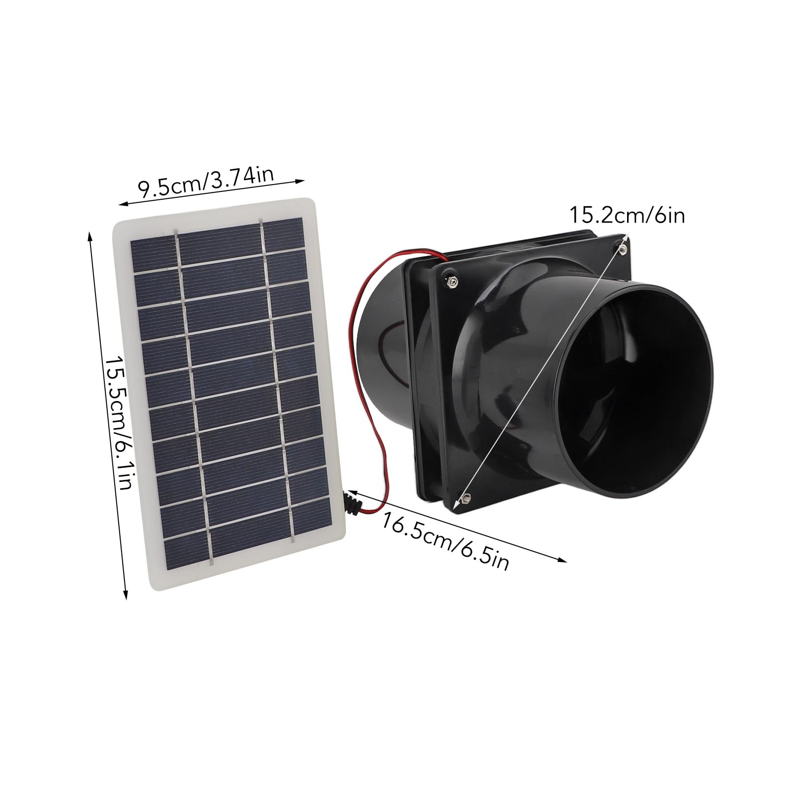 Fan di scarico a energia solare 10W 12V, kit ventilatore per ventilazione con pannello solare ventilatore di raffreddamento a scarico portatile ventilatore per la serra