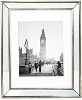 Isaac Jacobs 11x14 (Matted 8x10) Silver Beveled Mirror Picture Frame - C...