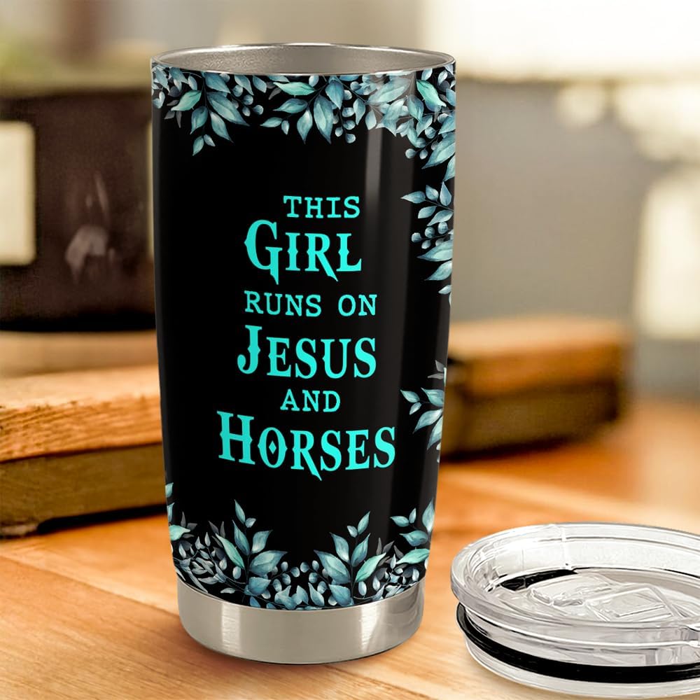 SANDJEST Horse Tumbler 20oz Stainless Steel Insulated Coffee Travel Mug Cup Christian Gifts for Horse Lover Girls Women Gift for Birthday Christmas - Image 4