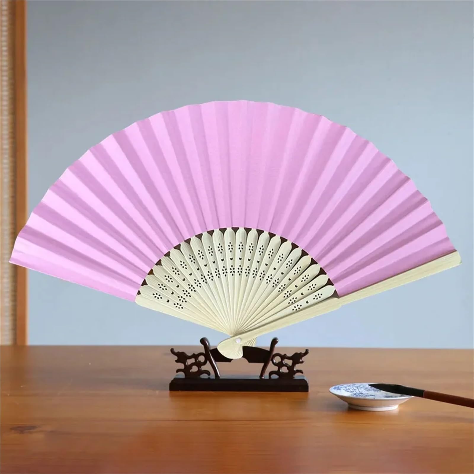 Papierfächer aus Bambus, faltbar, für Hochzeit, Tanz, Party, Gastgeschenke, Zuhause, Dekoration, Geschenk, 20 Stück, Weiß / Rosa