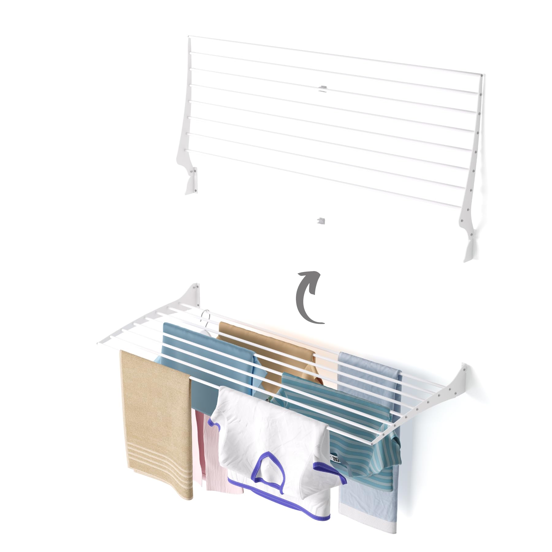 Foxydry Fold 116 Cm WhiteWall-Mounted Laundry DryerSpace-Saving Drying Rack
