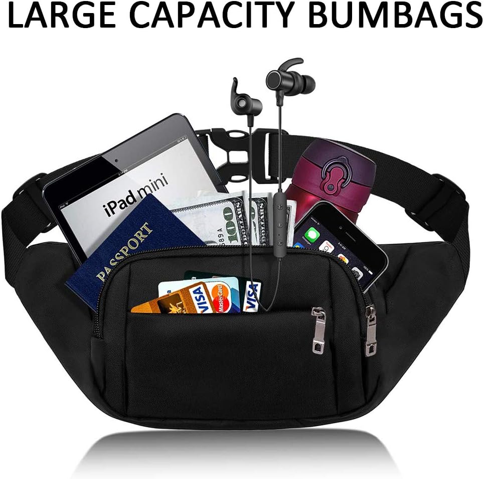 GothicBride Waist Pack Bag with Rain Cover, Water Resistant Pack for Men&Women, Running Walking Traveling Casual Hiking Cycling, Hip Bum Bag with Adjustable Strap for Outdoors&Sports