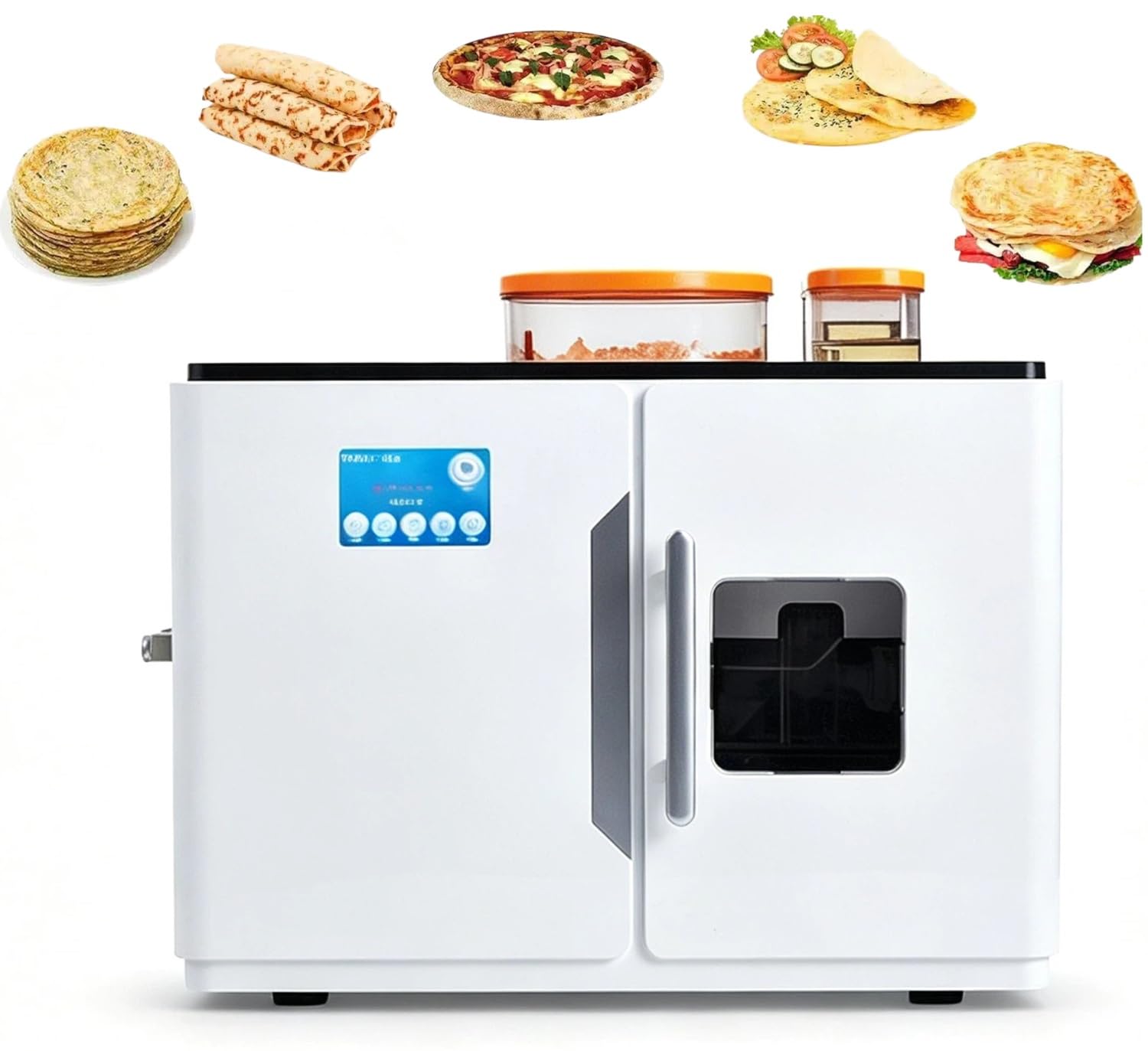 Genérico Automatyczna maszyna do roti i chleba płaskiego, biała, 110 V-220 V, 19 kg, 47 x 35 x 38 cm, 15-20 sztuk na raz, 1800 W