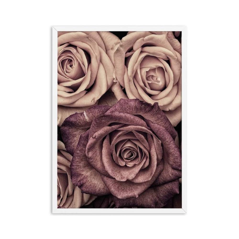 Arte de la Pared Cartel de la Vendimia Pintura de la Flor Carteles de la Lona Impresiones nórdicas Imagen Decorativa Decoración Moderna del Dormitorio del hogar-50x70cm con Marco