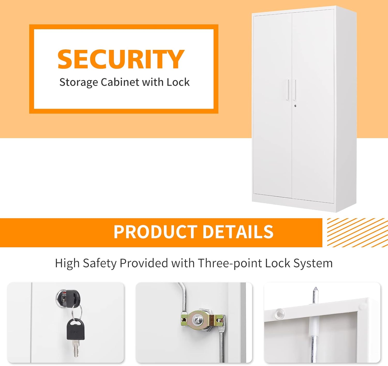 Buy MIIIKO Steel Wardrobe with 2 Doors, White Metal Locker