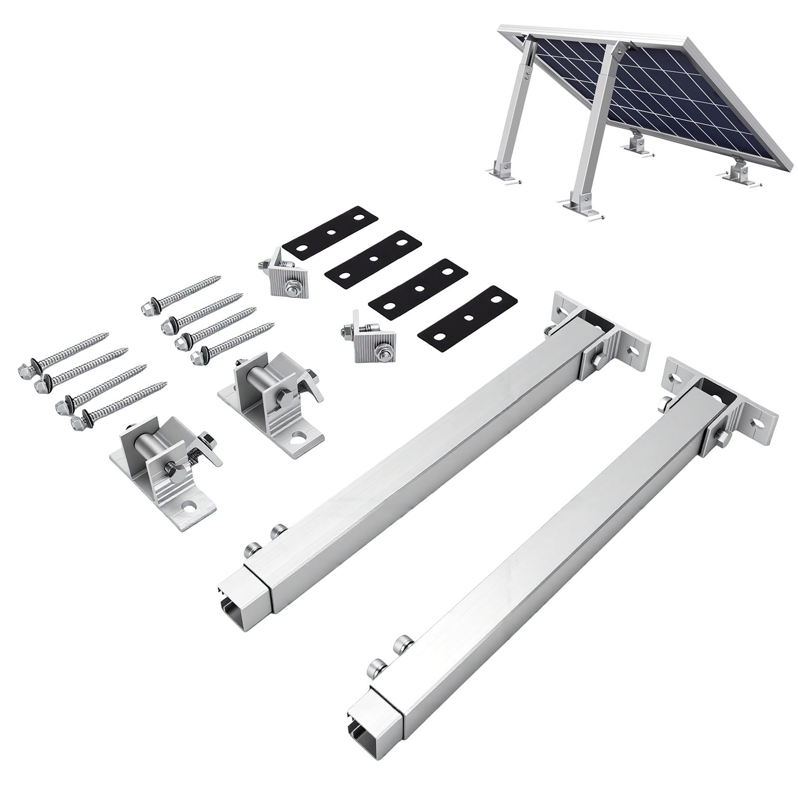ASHATA Staffe Regolabili per Pannelli Solari, Supporti in Alluminio | Heavy Duty Solar Rack with 16.5-27.5in Adjustable Legs for Balcony, Roof