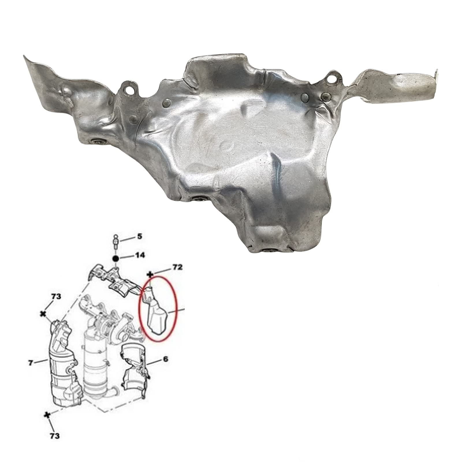 Partsline Écran Thermique Echappement Tôle Anti Chaleur compatible avec BERLINGO C3 C4 PICASSO C5 206 207 3008 307 308 407 5008 EXPERT PARTNER C-MAX FIESTA V VI 1.6 HDI TDCI D - 1723T3 1254387