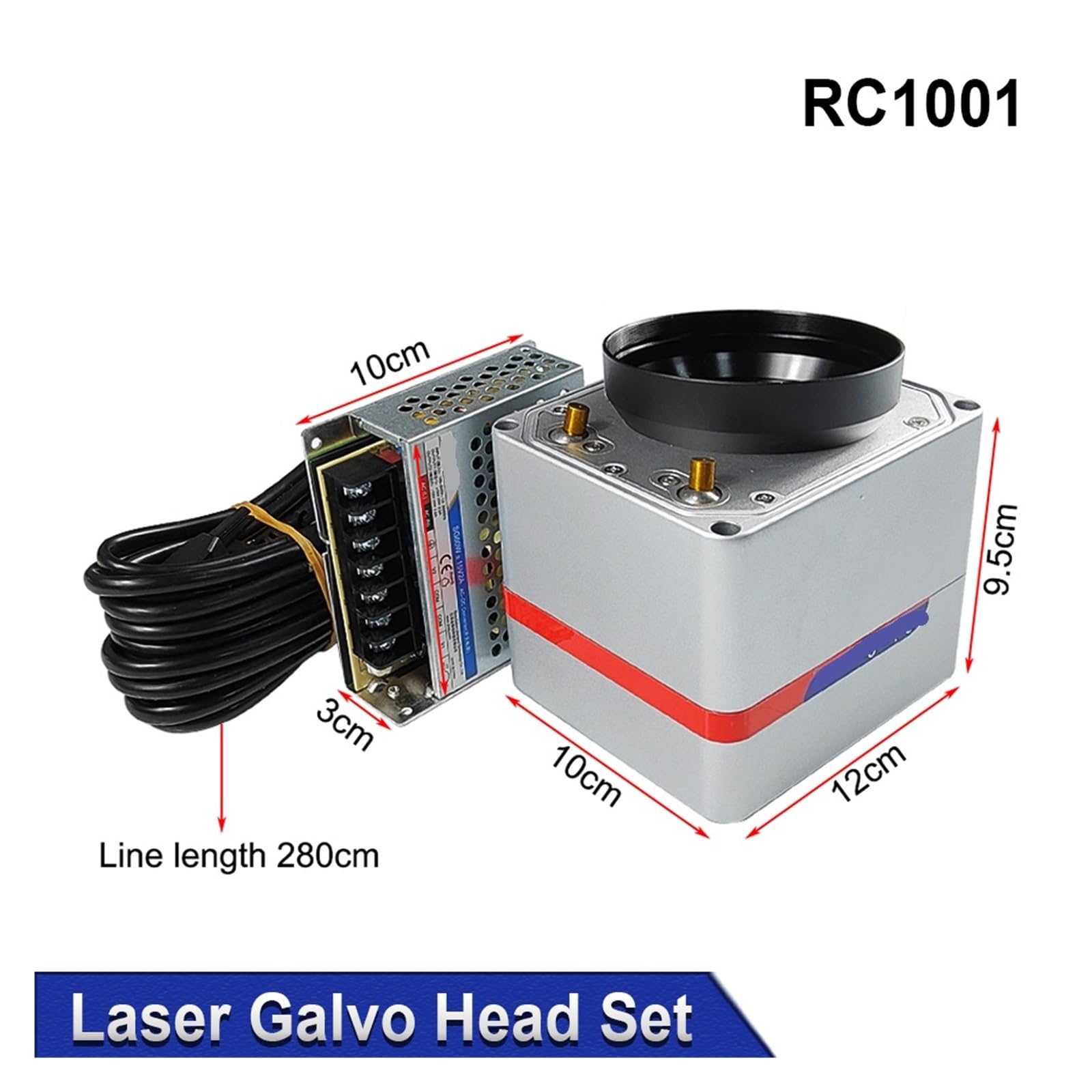 1PCS RC1001 CO2 & Faser Scan Galvo Kopf Set 10,6 Um 1064nm Apeature 10mm Galvanometer Scanner mit Netzteil(CO2 10600nm)