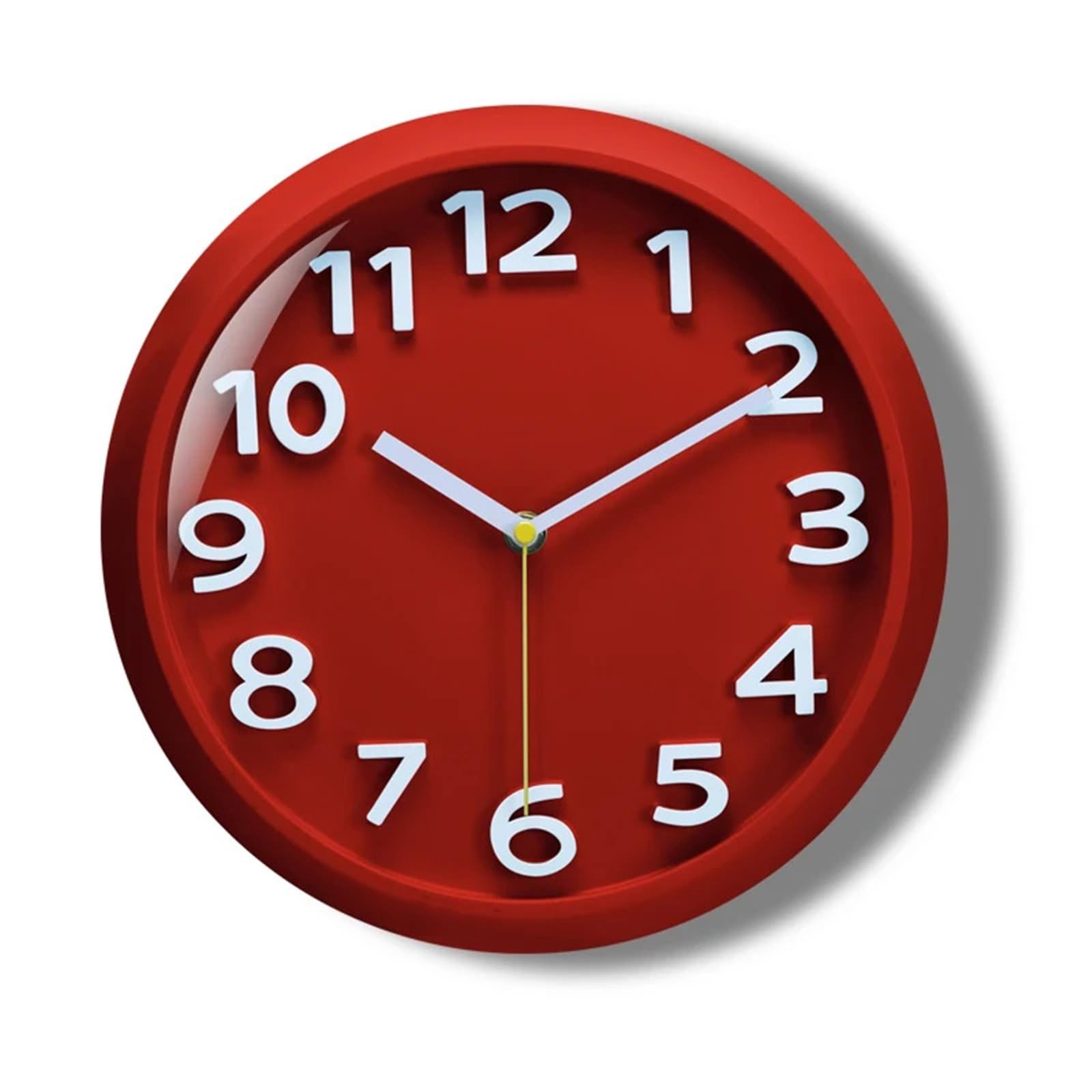 DJSKLDF Wall clock 11 Inch New Cubic Wall Clock Round Simple For School Study Living Room Silent Quartz Movement Alarm Clocks(Red)
