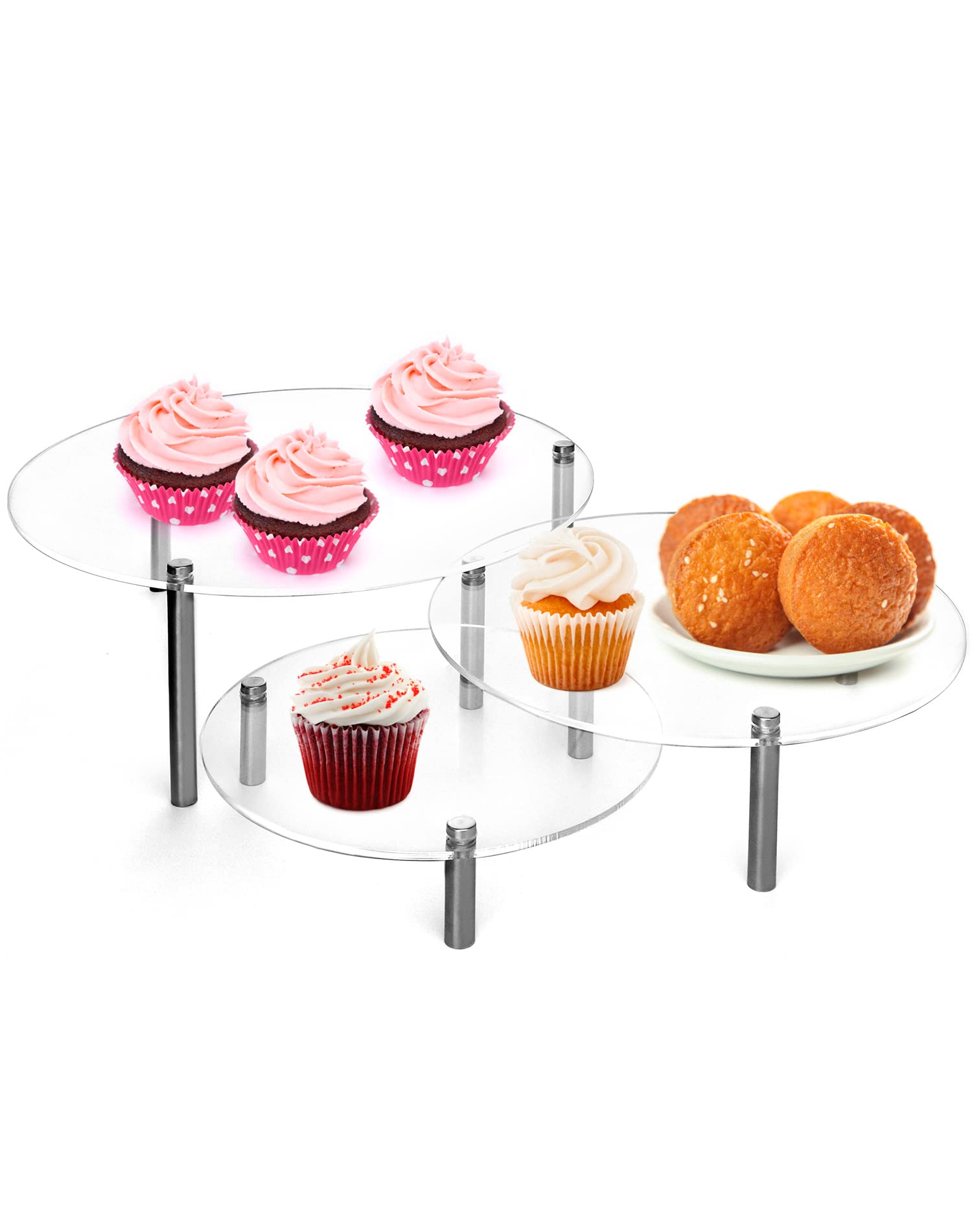 QWORK Acryl Präsentationsständer 3er Set - Transparente Display Ständer Verschiedene Größen