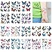 Produktbild Keleily Schmetterling Temporäre Tätowierungen 16 Blatt Temporäre Tattoos Aufkleber Haut Wasserfest für Erwachsene Body Art Tattoo Aufkleber für Frauen, Mädchen, Arme, Beine, Rücken, Bunt