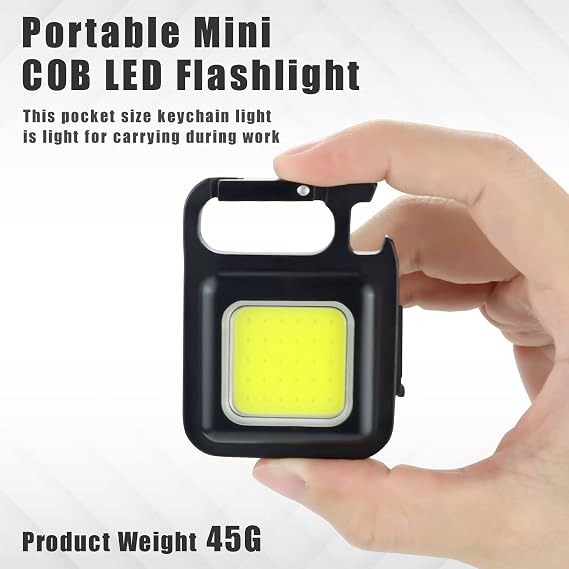 COB Keychain Work Light Keychain Flashlights 4 Light Modes 500Lumen,Keychain Light Emergency Light with Folding Bracket Bottle Opener and Magnet Base,Camping and Walking