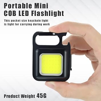 COB Keychain Work Light Keychain Flashlights 4 Light Modes 500Lumen,Keychain Light Emergency Light with Folding Bracket Bottle Opener and Magnet Base,Camping and Walking