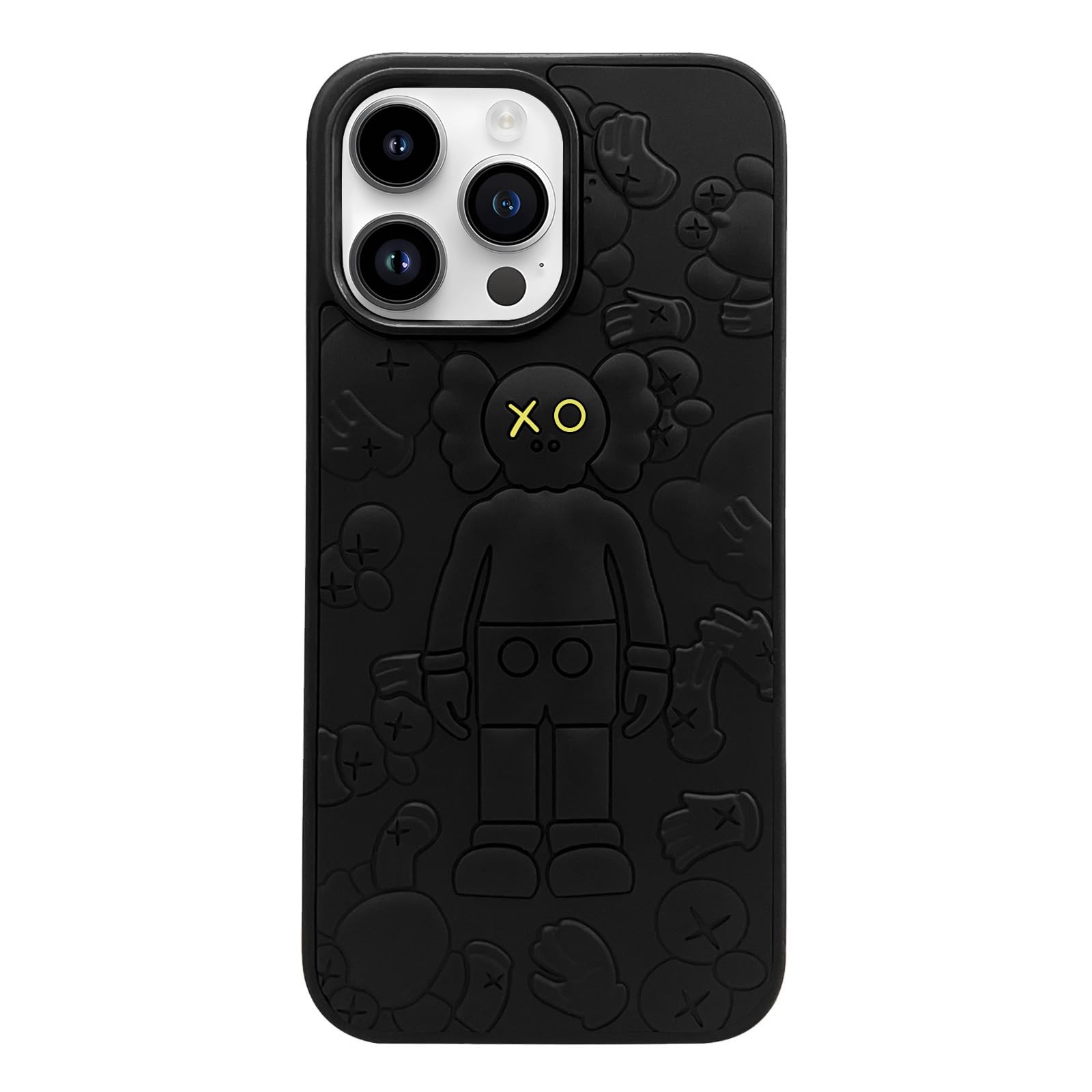 Cool Bear Phone Case Compatible with iPhone 14 Pro Max,TPU Shockproof Protection 3D Kawaii Funny Cartoon Street Fashion Case for Men Boys Teens,Black