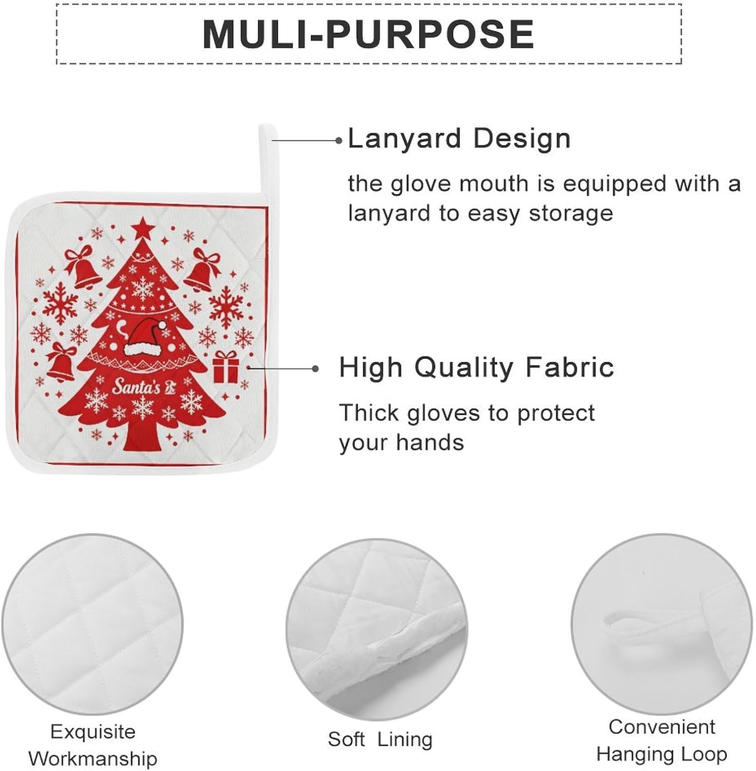 Red And Gold Christmas Tree Polyester Heat Resistant Pot Pad Non Slip Anti Scald Hot Dish Mat Reusable Table Protector for Kitchen Hot Pot Mat Wear Resistant Heat Proof Table Pad for Countertop Dining
