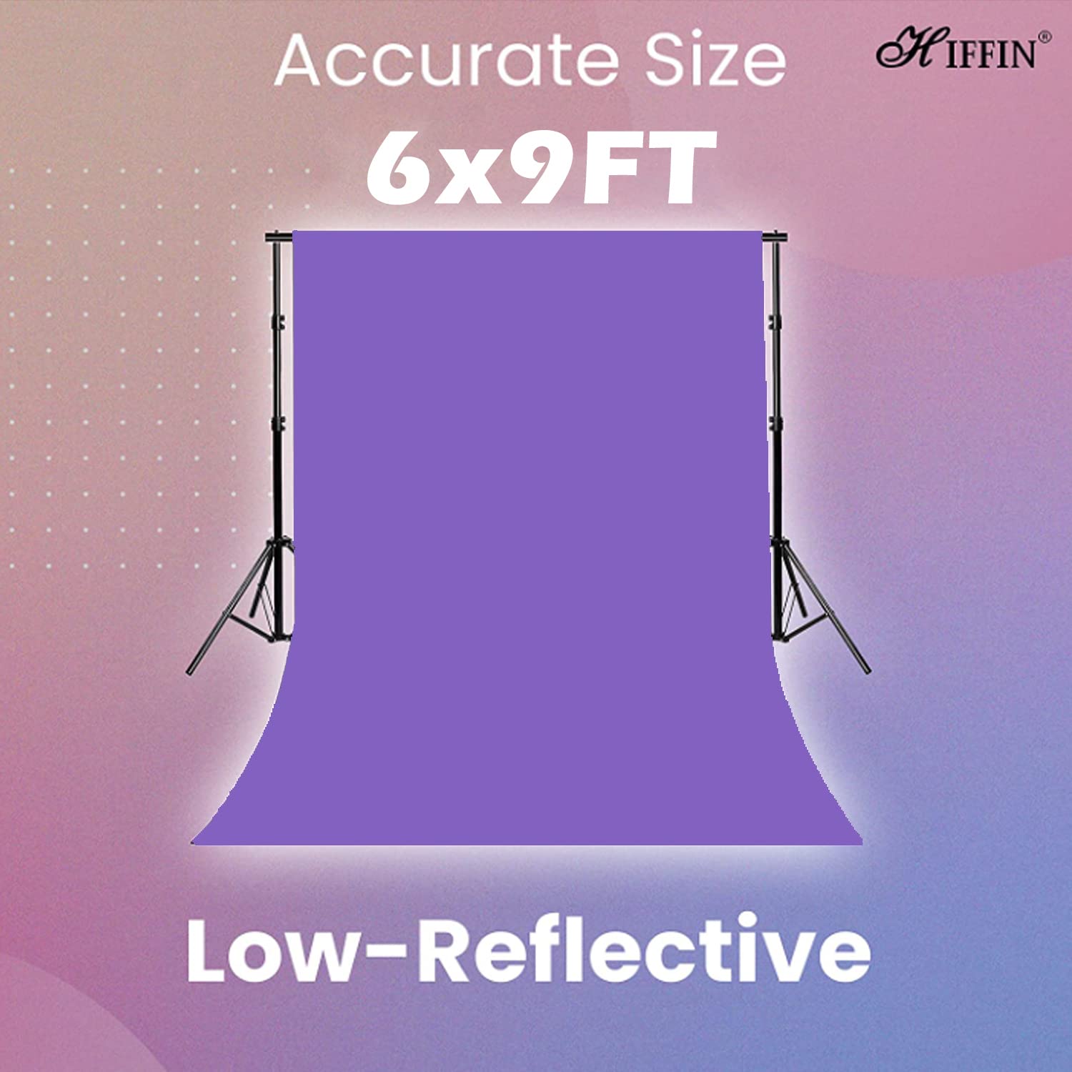 HIFFIN Purple 6X9FT Professional Backdrop for Background Photography Background Stand for Photo Light Studio Accurate Size 6x9ft 2