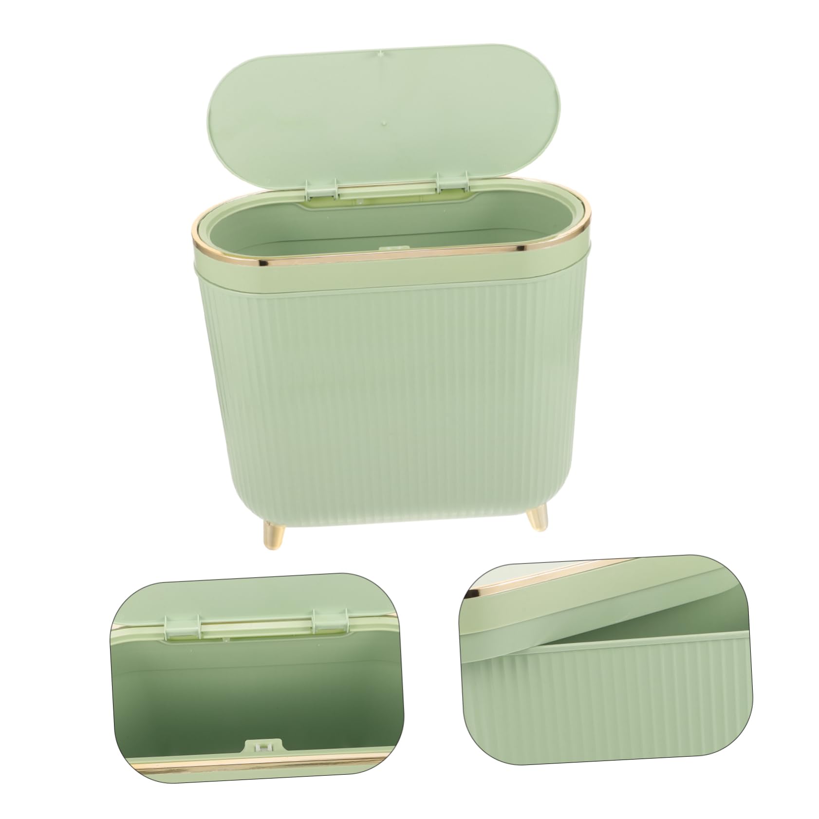 Cabilock Papelera de Baño Delgada con Tapa de Plástico, Verde Claro