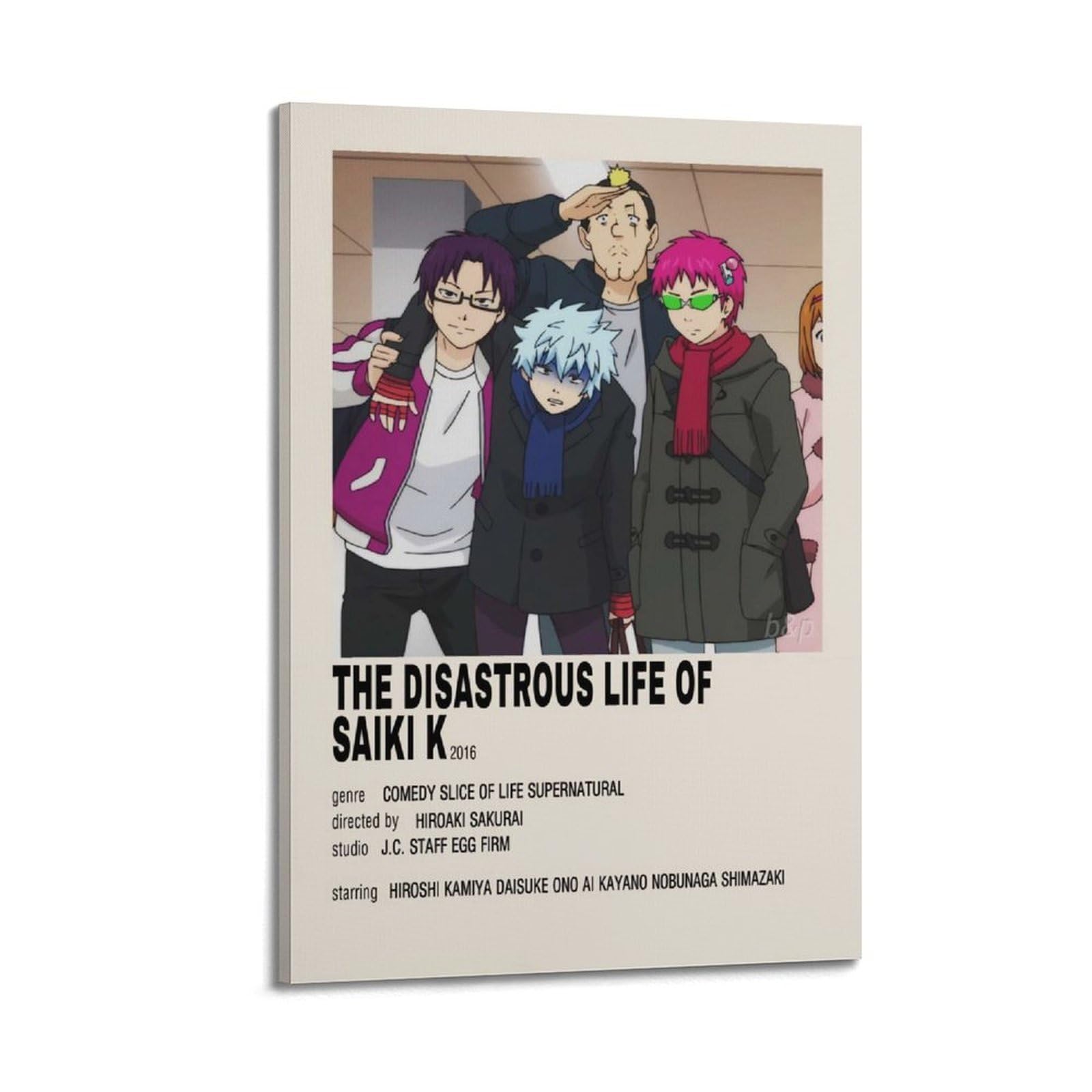 SUDANGDIANZI Anime The Disastrous Life Of Saiki K Kusuo Vintage Poster Canvas Poster And Wall Art Modern Family Bedroom Gym Office Decor Gift 24x36inch(60x90cm) Frame-style