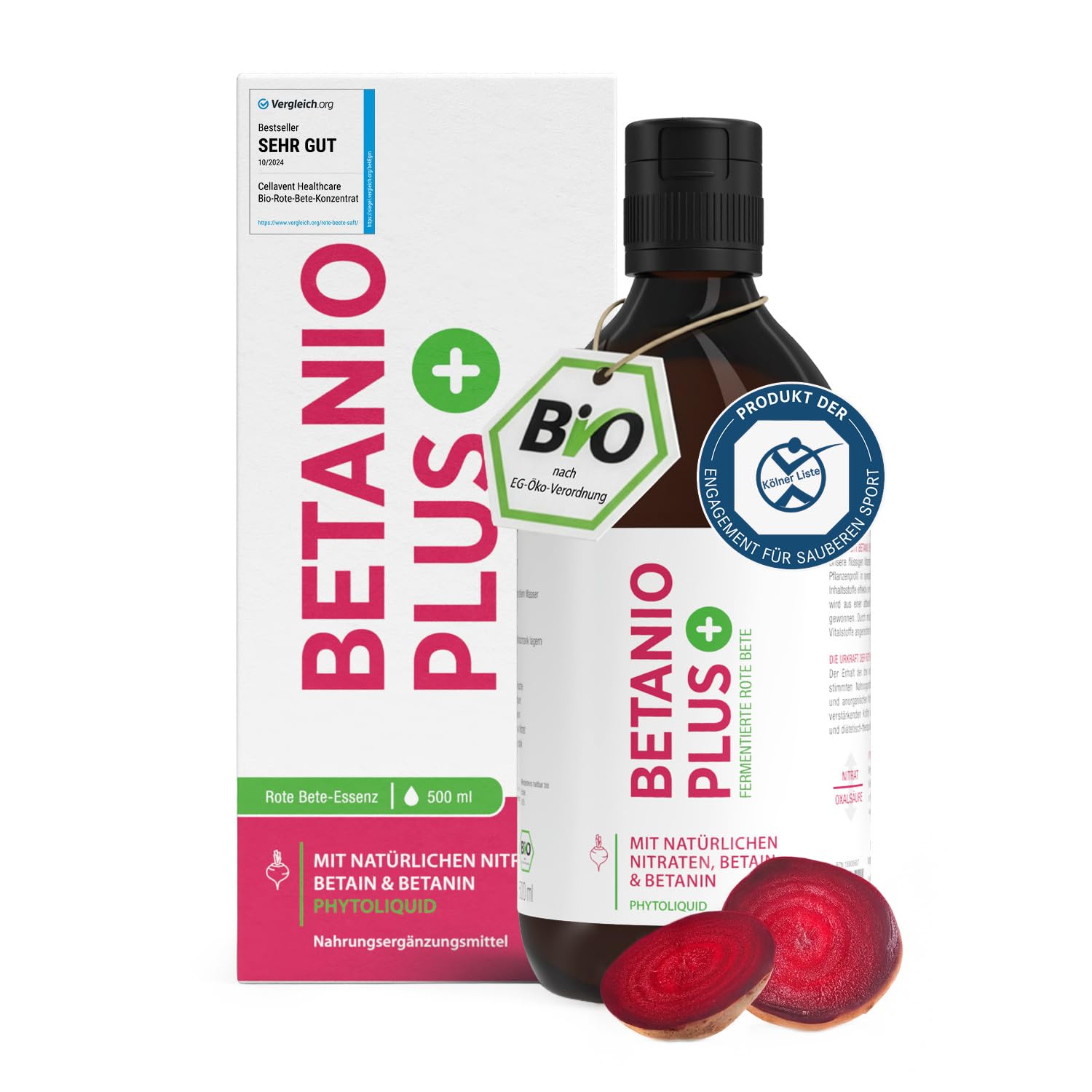 100% Bio Rote Beete Extrakt - hochkonzentriert, 10ml täglich - 5,3 kg Rübe in 500ml - Rote Beete Saft mit 46x weniger Oxalsäure als in frischer Beetroot (500 ml (1 Flasche))