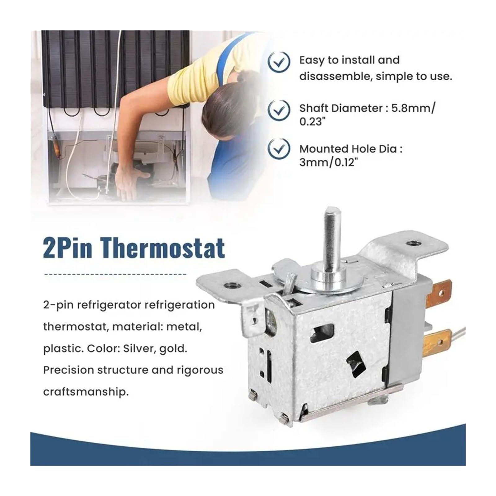 Zweipoliger 30-cm-Kühlschrank, Passend for A23F-WPF22A, Mechanisches Kühlthermostat, Ersatz-Einstellkomponente