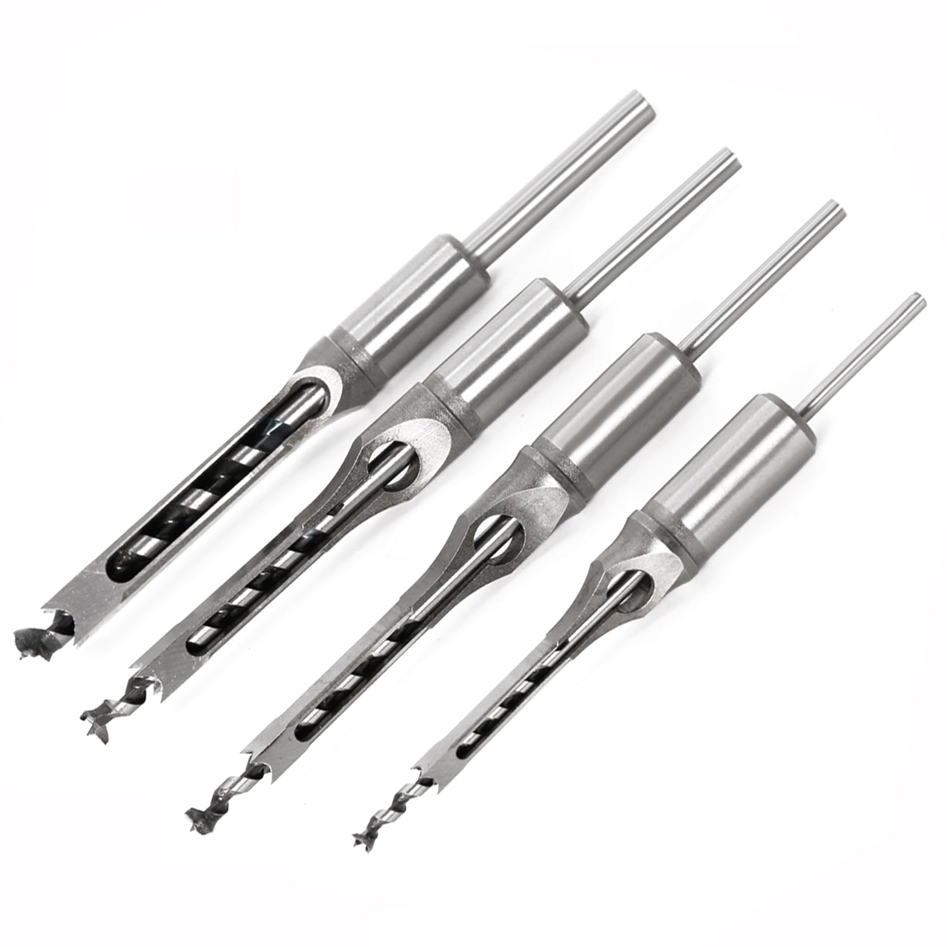 KEWAYO4 Pieces Square Hole Drill Bit, 1/4" 5/16" 3/8" 1/2" Woodworking Mortising Chisel Countersink Set, Wood Hole Saw Mortiser Cutter DIY Carpenter Power Tool Kit