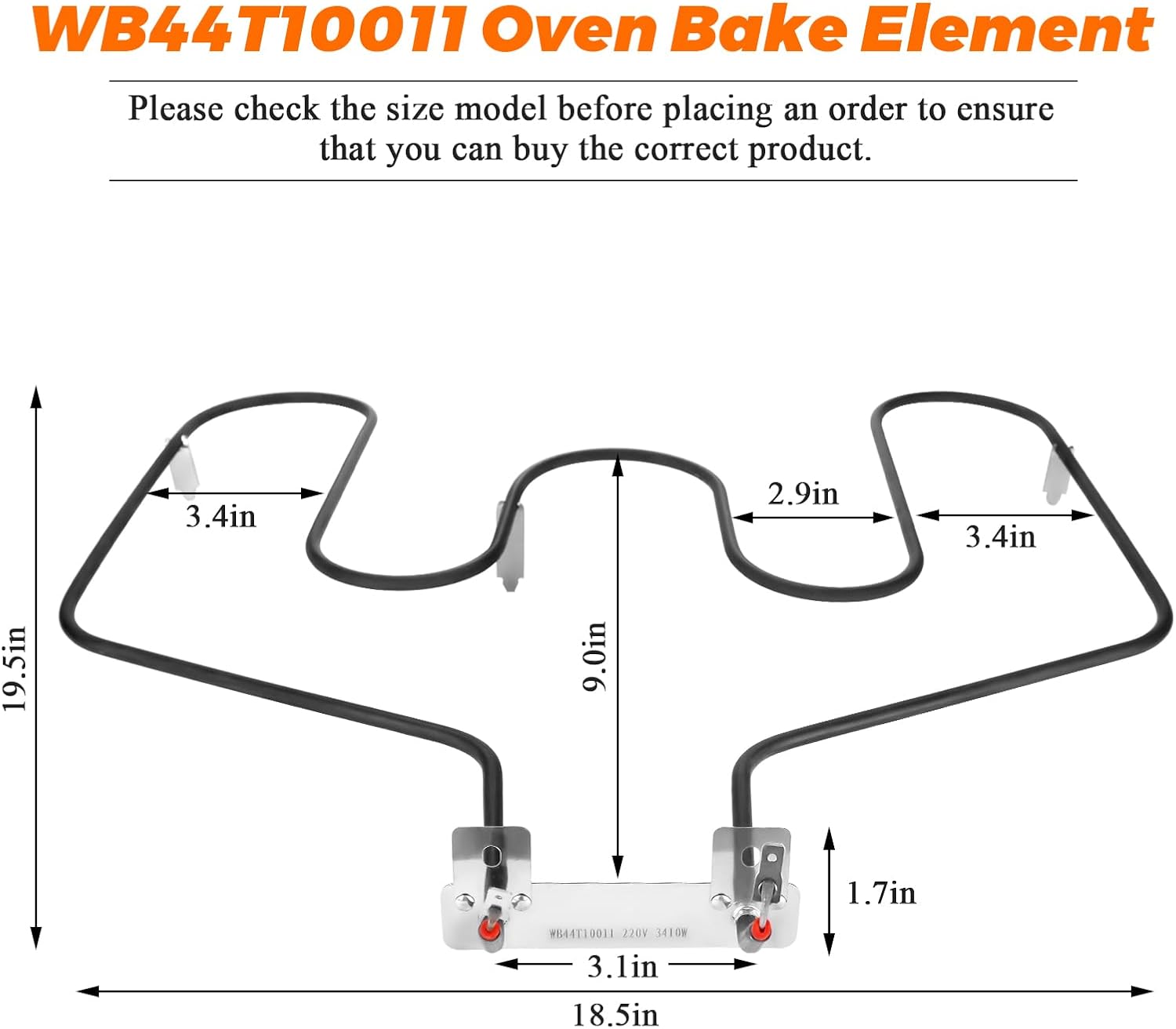UPGRADED WB44T10011 Oven Range Stove Bake Element by Blutoget - Fit for General Electric Hotpoint Ken-more Ranges JBP78WB4WW JBP66WB4WW JBP78WB1WW JCBP80SK2SS WB44T10059 AP2030997 PS249286 EAP249286