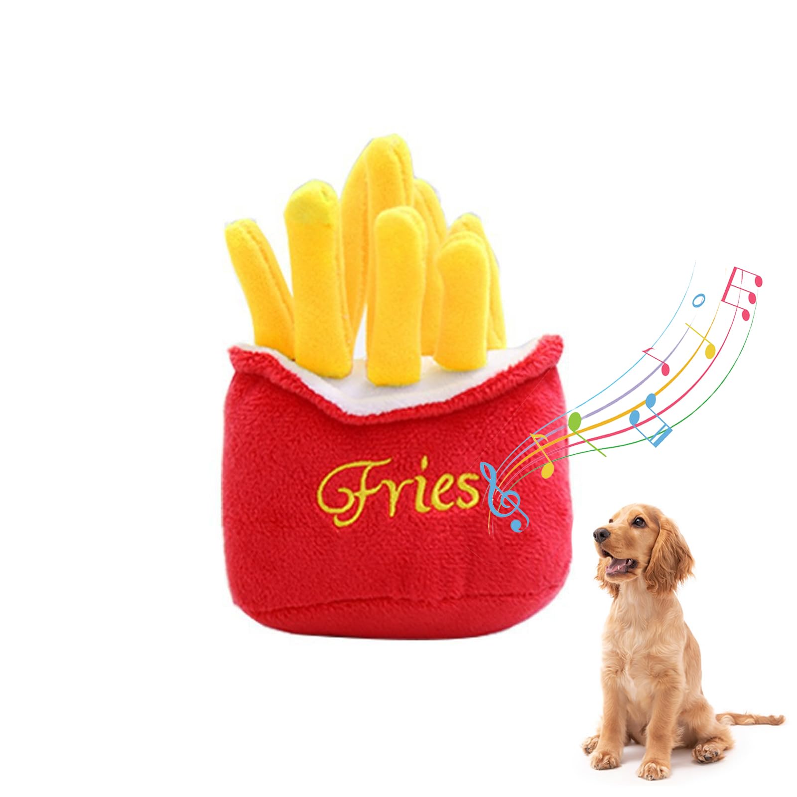 OWITER Squeaky Dog Toys, Parrot Interactive Dog Toys for Boredom, Puppy Toys with Squeaker & Crinkle Tail & Rope Feet, Bird Dog Toy for Small/Medium/Large Dogs (French fries)