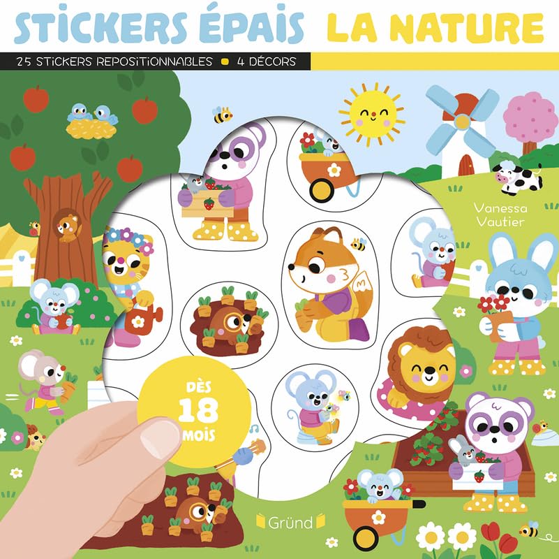 Stickers épais La nature Pochette de 25 autocollants épais et repositionnables avec 4 décors Loisirs créatifs Activité manuelle À partir de 18 mois