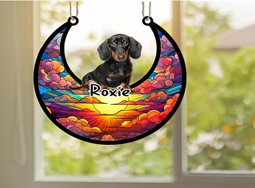 Vista 469 de LOVELYPOD Adorno de Navidad personalizado de perro pastor alemán, atrapasoles conmemorativo, adorno de Navidad de pastor alemán con nombre, pérdida