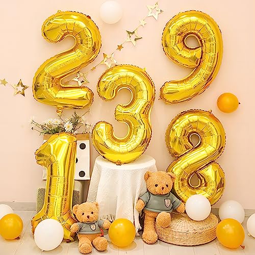 Image of Gold Number Balloons Birthday Balloons - Giant Gold Number 9 Balloon 40 inch, Numbers Balloon Birthday Decorations, Gold Party Supplies for Women Men