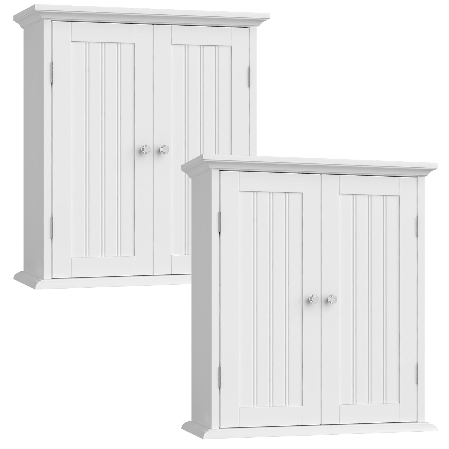 ChooChoo Bathroom Wall Cabinet Set of 2, Over The Toilet Space Saver Storage Cabinet, Medicine Cabinet with 2 Door and Adjustable Shelves, Cupboard,