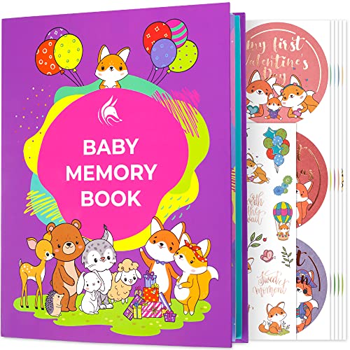 Image of Clever Fox Baby Memory Book for Boys & Girls – First Years Baby Memory Journal with Keepsakes Pocket – Baby Album for Photos, Memories & Milestones – Years 0-5, Hardcover, 8x10.5″ (Purple)