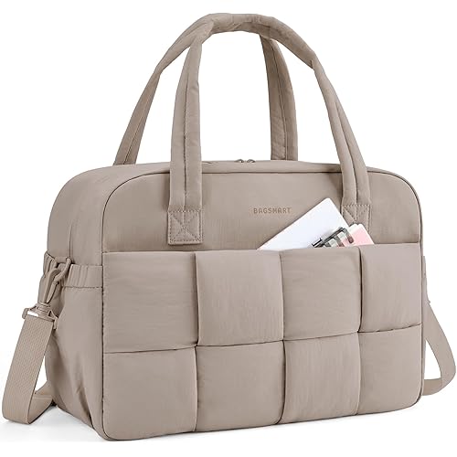 BAGSMART Gym Bag for Women, 29L Puffer Travel Bag Duffle Bag for Travel with Laptop Compartment, Weekender Bags for Women, Carry On Duffel Bag Personal Item Bag