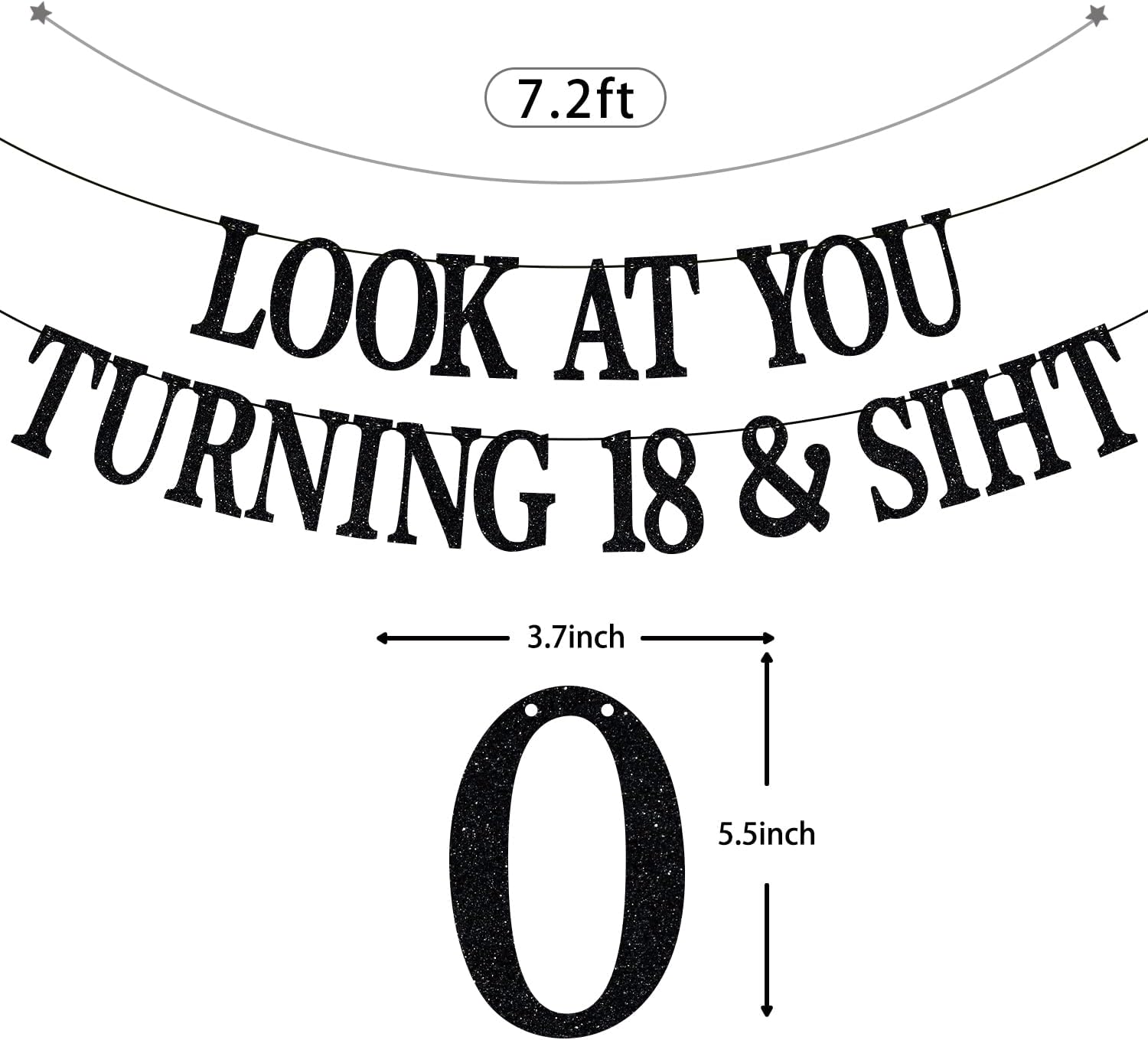 Happy 18th Birthday Banner, Officially 18, Bruh I'm 18, Happy 18th Birthday Party Decorations Hanging Backdrop Gifts Black Glitter - Image 6