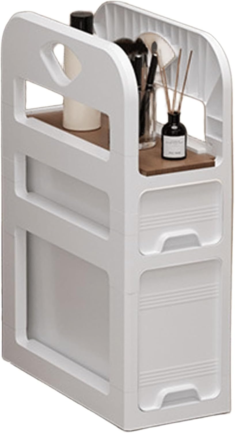 Transparent Bathroom Cart Organizer - Multi-Functional PP Plastic Storage Trolley for Kitchen, Office, and Art Supplies (White, 18x38x89cm)