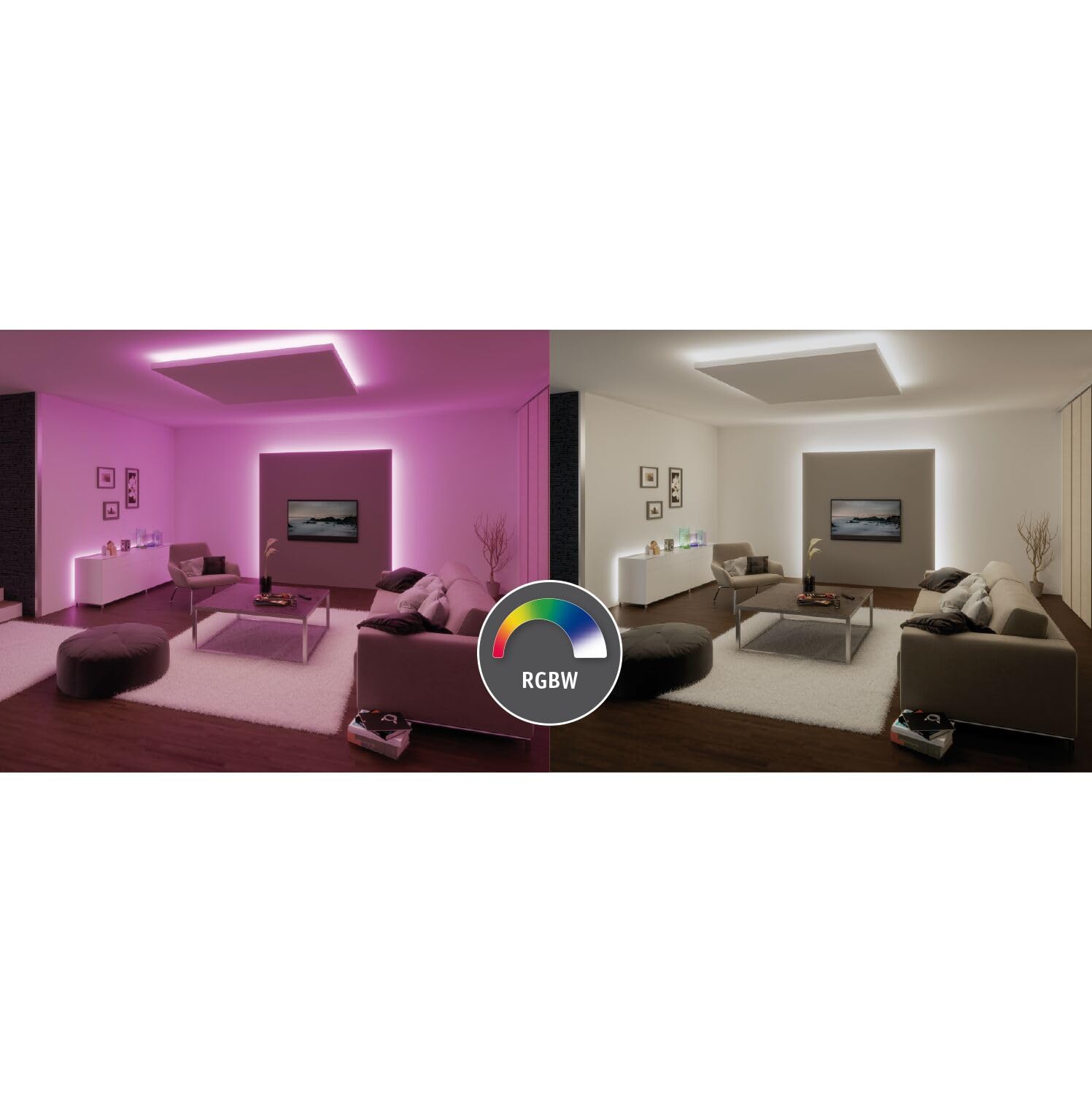 Paulmann 70627 Juego básico MaxLED RGBW strip LED con recubrimiento 15 m tira de luz 18 W con función de cambio de color mando a distancia incluido