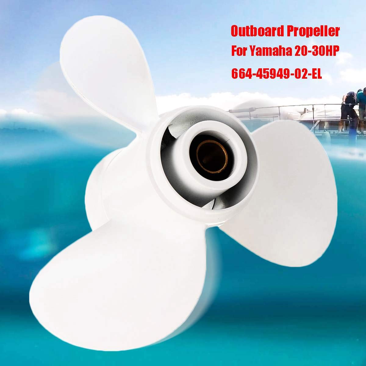 664-45949-02-El -Außenbordpropeller 9 7/8 x 13 für 20-30 PS - Hand 3 Klingen, weiß