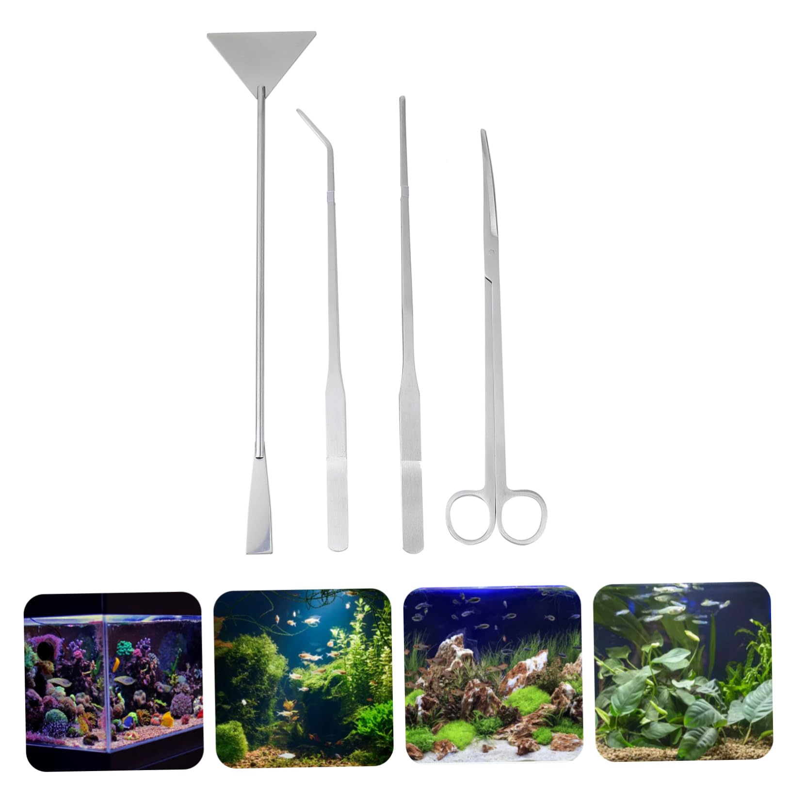 Ensemble de Ciseaux pour Plantes Aquatiques en Acier Inoxydable 1 Set | Argenté, pour Décorations et Gravier, Outils D’aquascaping en Format Compact